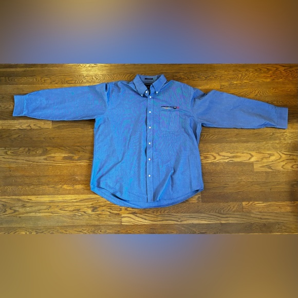 Jeep Dodge Crysler Lands End Oxford Hyde Park Blue‎ Button Down Shirt XL 17-17.5 - Picture 3 of 7